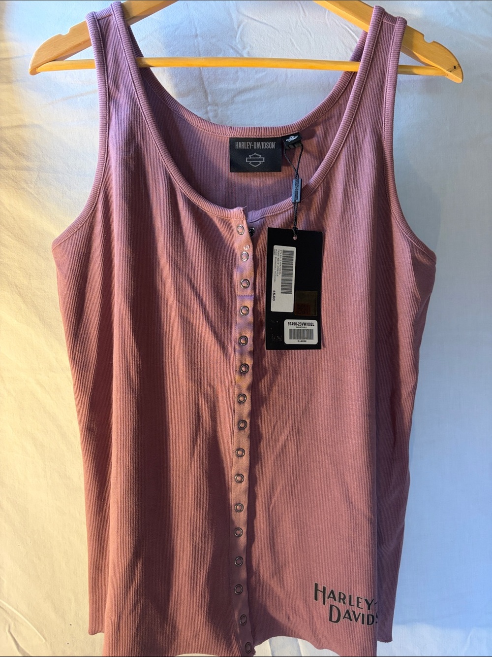 Harley-Davidson Women's Mauve Snap-Front Ribbed Tank Top